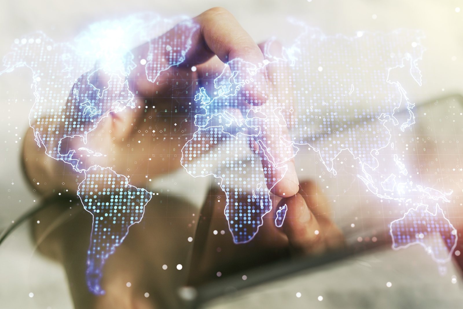 Digital world map symbolizing international entrepreneurs and Germany